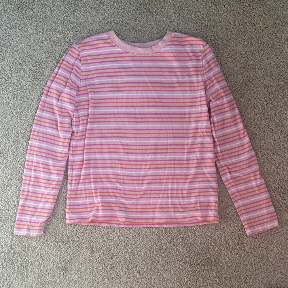 J Crew Factory Girls' long-sleeve striped jersey tee, M